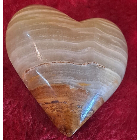 Amber Sardonyx Heart Shape Bowl Banded Gemstone Onyx Mineral 2 5/8 Inches - Picture 2 of 11